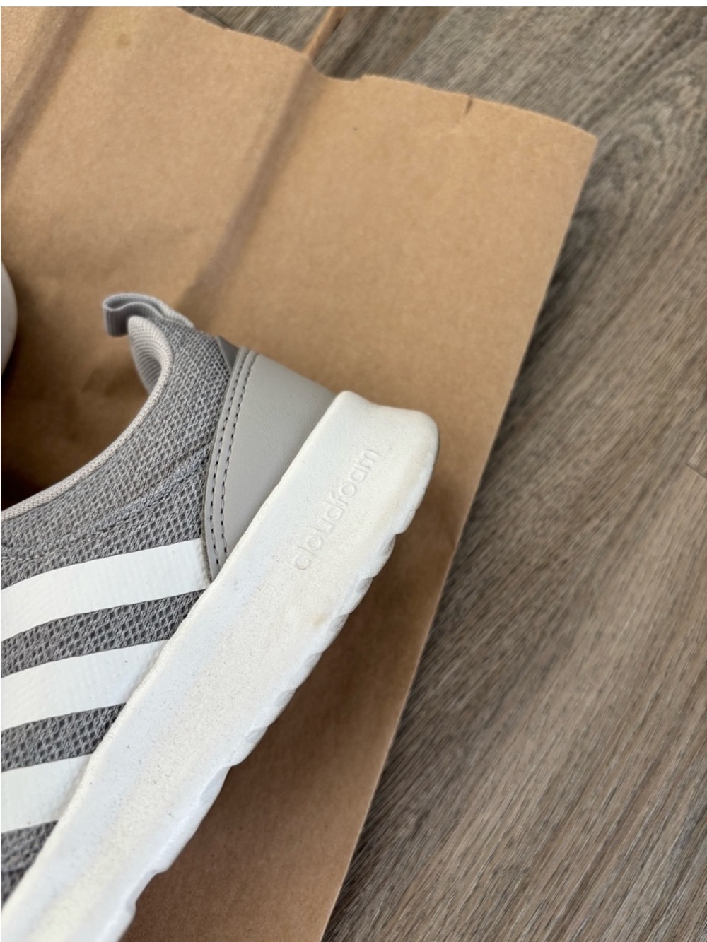 Adidas Women Gray Sneakers with White Stripes - Picture 3 of 5